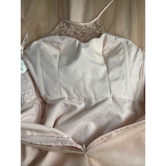 Morilee Pink Formal Dress Sz 4 Halter Top Princess Tulle Skirt Prom Hoco Wedding - Picture 5 of 9